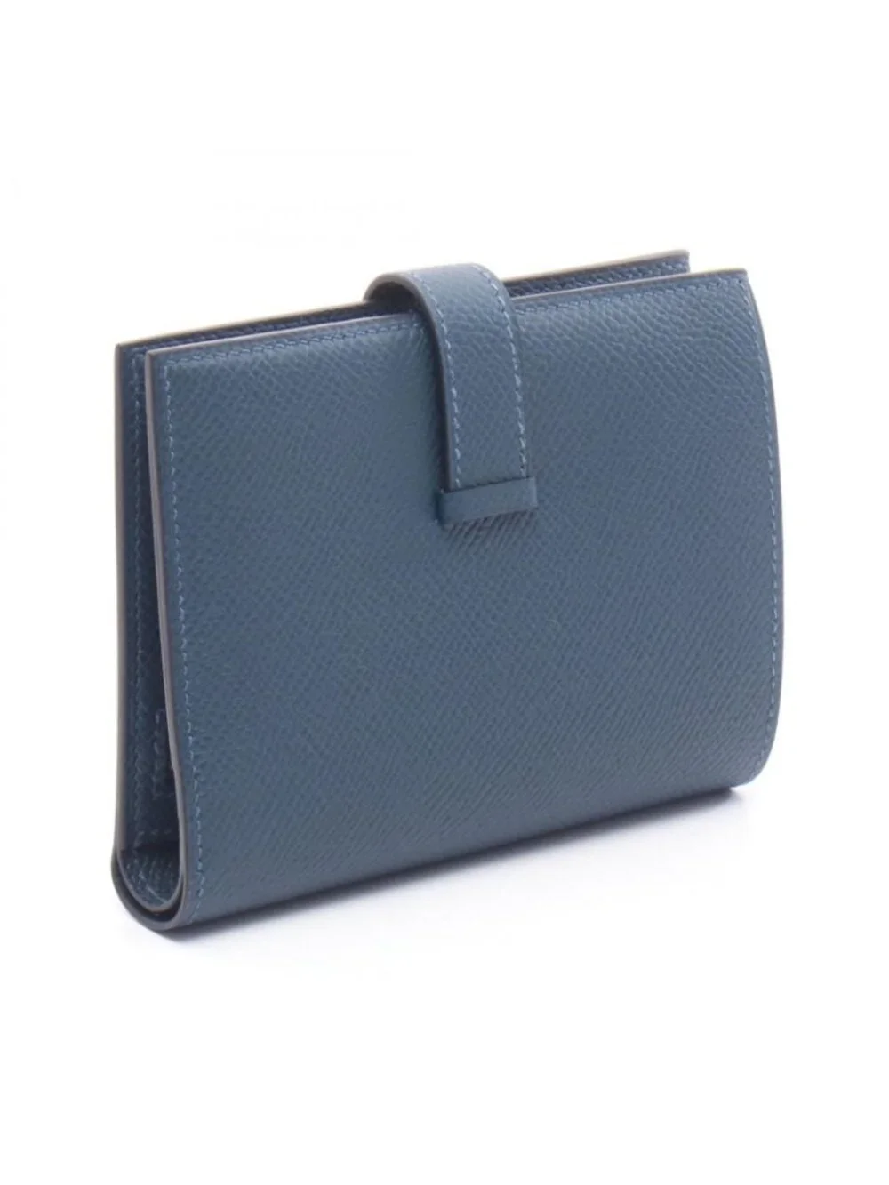 Hermes Bifold Wallet Bearn Compact Blue Dogalis Leather Calf